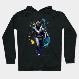 Fearless Super Pug in a Bold Splash Paint Suit Hoodie